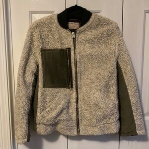 Cozy Sherpa Jacket with Olive Accents